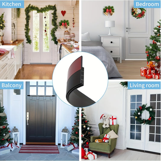 3pcs Silicone Draft Stopper 3pcs Adjustable Silicone Door Draft Stopper | 39in Weather Stripping Seal for Interior & Exterior Doors, Black with Red Accents, Noise Reduction & Cold Insulation Under Door Sweep