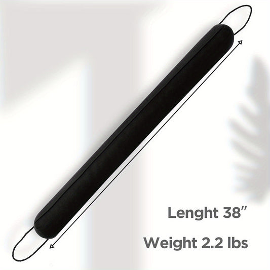 2pcs 38" Black Weighted Door Draft Stopper with Glass Beads &, Machine Washable, Soundproof Under Door Blocker with Anti-Abrasion Bottom, Adjustable Straps for Secure Fit, Home Insulation | Sleek Black Design | Fabric Construction