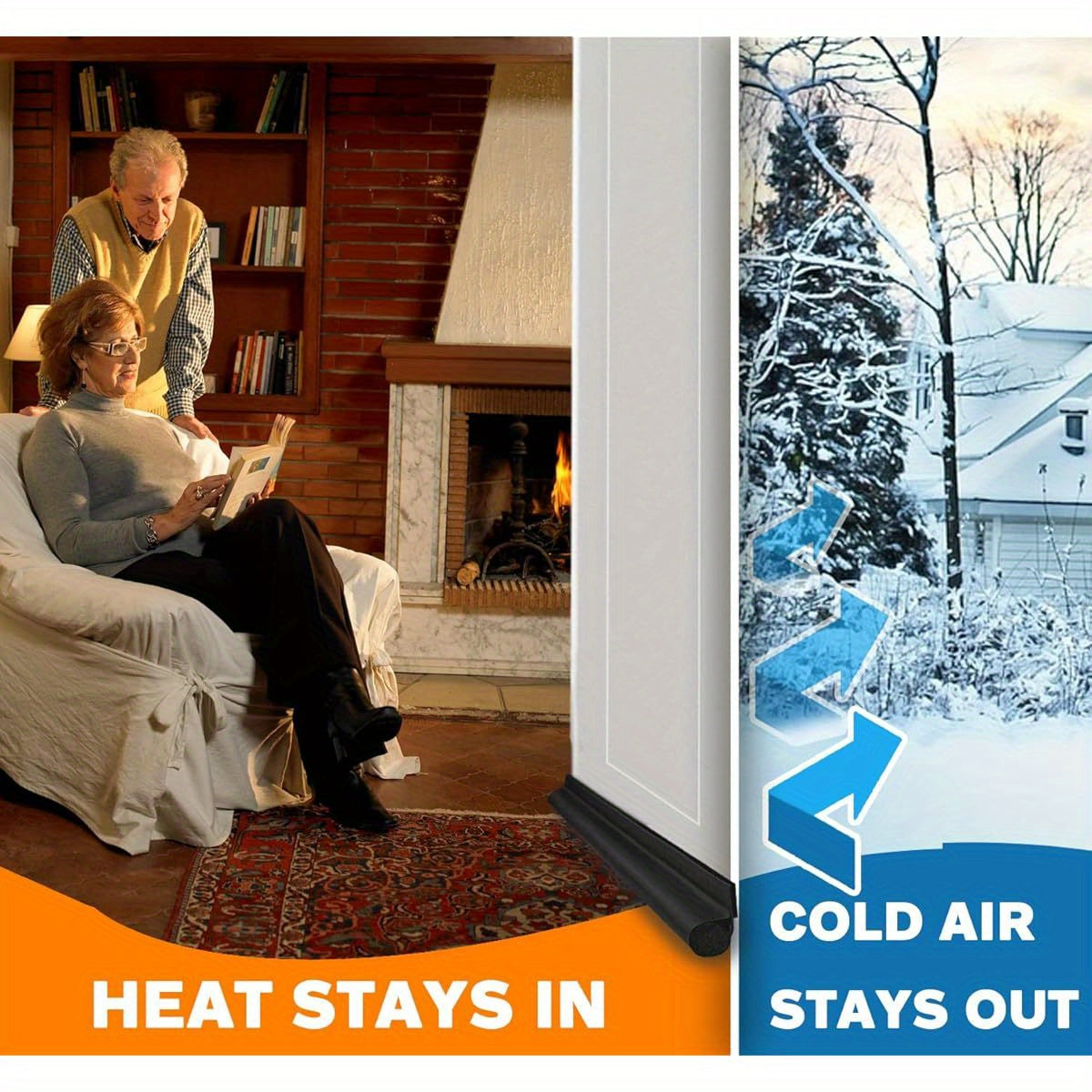 Door Draft Stopper 36 Inch Black Adjustable Door Draft Blocker Front Door Draft Guard for Bottom of Doors Weather Stripping Door Seal Strip