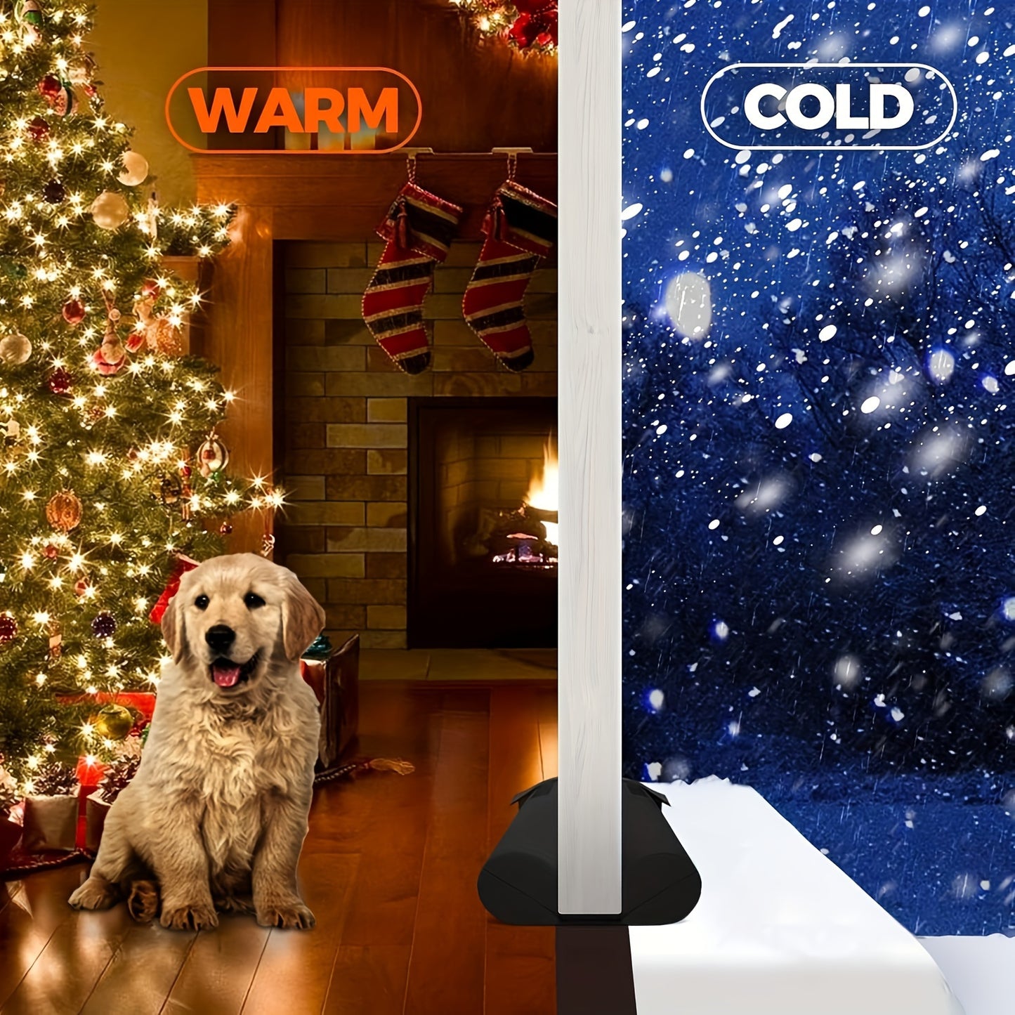 36 Inch Adjustable Twin Door Draft Stopper - 1pc Noise Blocker, Gap Stoppers, Door Sweep Draft Seal, Window Sealer - Machine-Washable Black Fabric Material