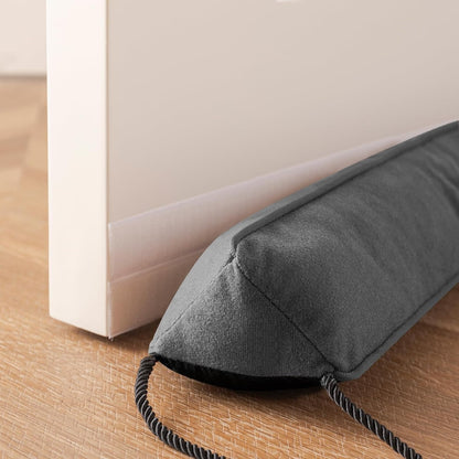 2pcs 38" Black Weighted Door Draft Stopper with Glass Beads &, Machine Washable, Soundproof Under Door Blocker with Anti-Abrasion Bottom, Adjustable Straps for Secure Fit, Home Insulation | Sleek Black Design | Fabric Construction