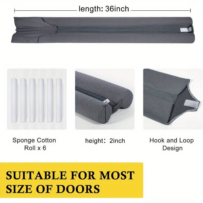 Door Draft Stopper 36 Inch Adjustable Draft Stopper for Bottom of Doors 30 to 36 Soundproofing Noise Blocker Cover Gap up to 1.5 Grey