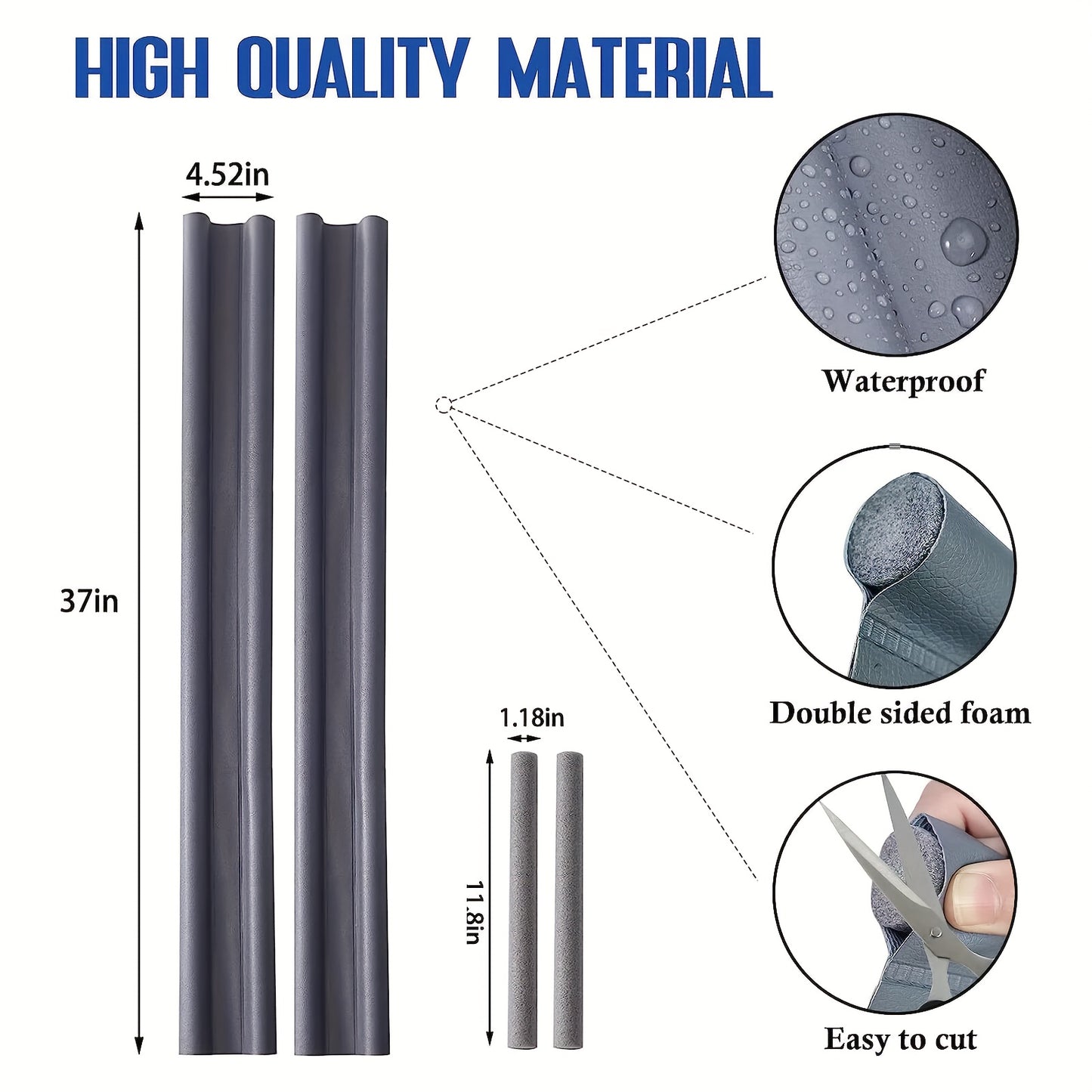 36 Inch Under Door Draft Noise Blocker Black Gap Stoppers Entry Door Draft Strip