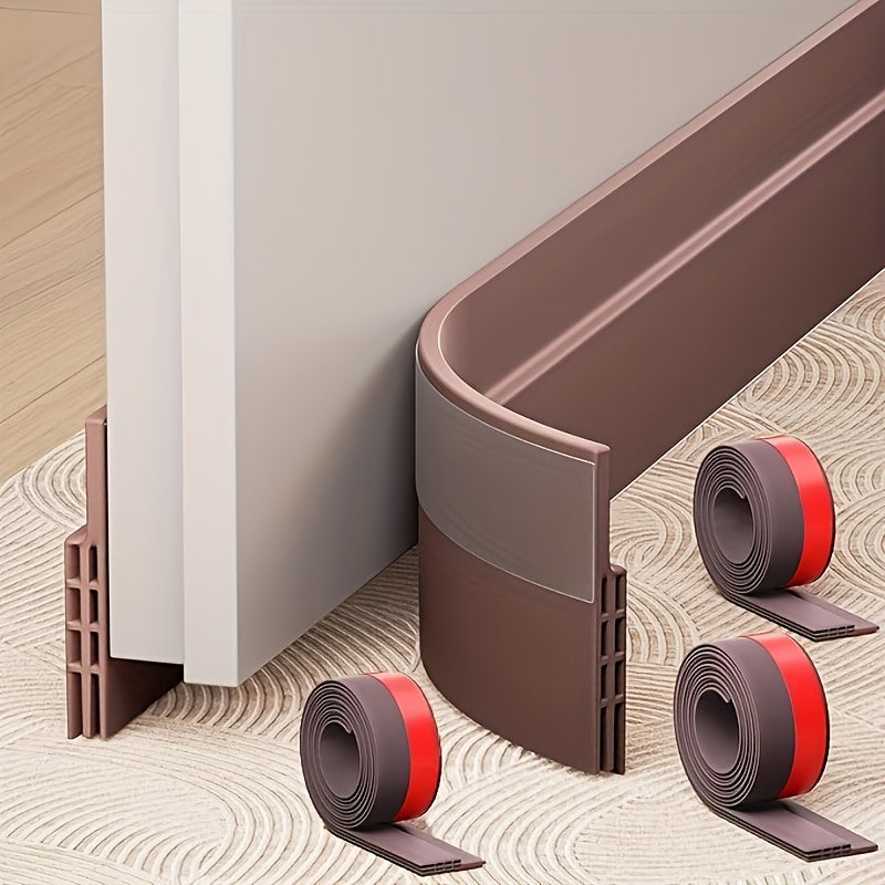 3pcs Silicone Draft Stopper 3pcs Adjustable Silicone Door Draft Stopper | 39in Weather Stripping Seal for Interior & Exterior Doors, Black with Red Accents, Noise Reduction & Cold Insulation Under Door Sweep