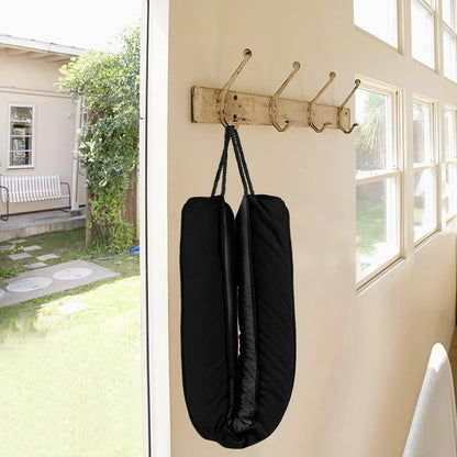 2pcs 38" Black Weighted Door Draft Stopper with Glass Beads &, Machine Washable, Soundproof Under Door Blocker with Anti-Abrasion Bottom, Adjustable Straps for Secure Fit, Home Insulation | Sleek Black Design | Fabric Construction