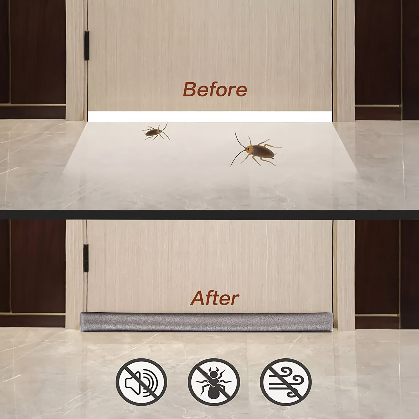 36 Inch Under Door Draft Noise Blocker Black Gap Stoppers Entry Door Draft Strip