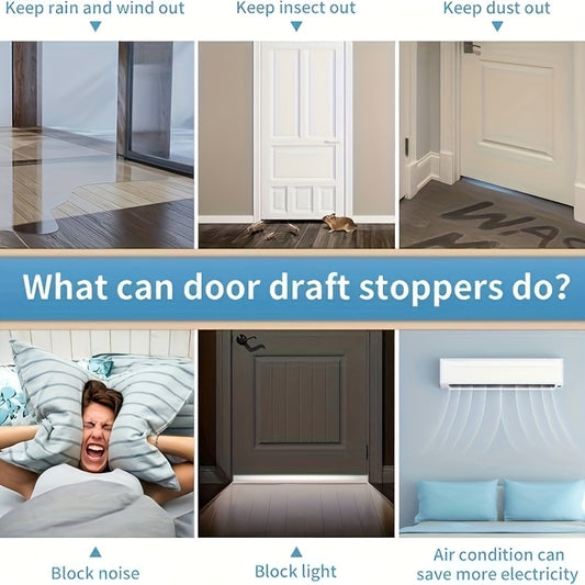 3pcs Silicone Draft Stopper 3pcs Adjustable Silicone Door Draft Stopper | 39in Weather Stripping Seal for Interior & Exterior Doors, Black with Red Accents, Noise Reduction & Cold Insulation Under Door Sweep